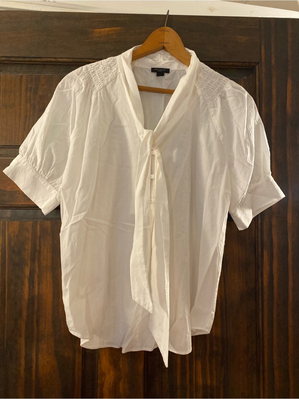 Ann Taylor Tie-Neck Short Sleeve women’s  Shirt